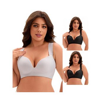 3 Packs Women's Full Coverage Push Up Wirefree Support Bra