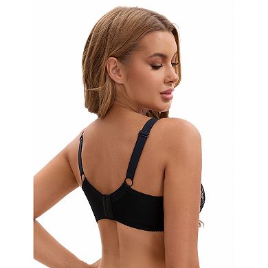 3 Packs Women's Lace Mesh Full Coverage Underwire Soft Cup Light and Breathable Push Up Bras