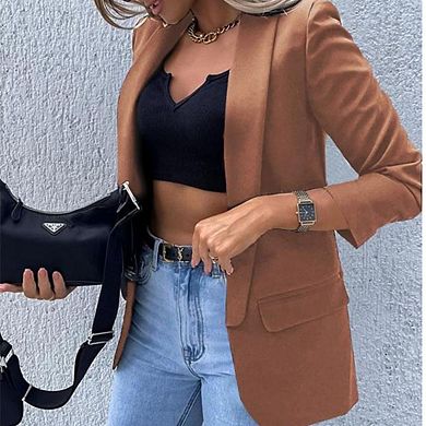 Women's Casual Blazer Open Front 3/4 Sleeve Blazer Jacket