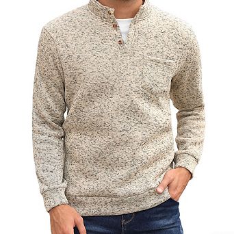 Men's Long Sleeve Fleece Shirt Henley Collar Casual Pullover Top