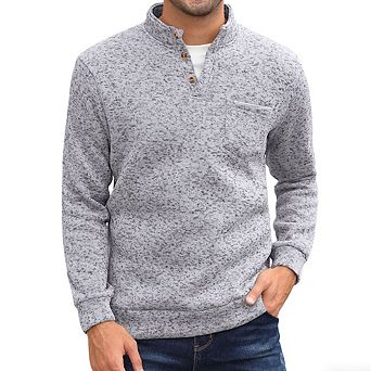 Men's Long Sleeve Fleece Shirt Henley Collar Casual Pullover Top