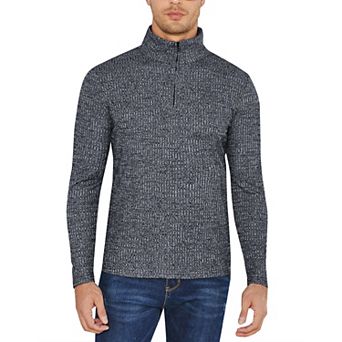 Mens Fall Casual Quarter Zip Sweater Pullover Knit Shirt Long Sleeve Stand Collar Stretch Top Blouse