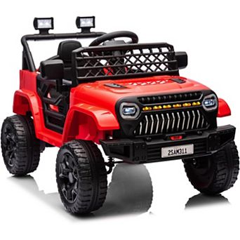 12V Kids Electric Ride-On Truck with Remote, Spring Suspension, LED Lights, Music, Dual 30W Motors