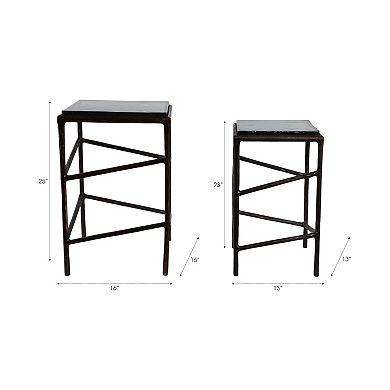 13/16 in. Square Glass Top End Tables (Set of 2)