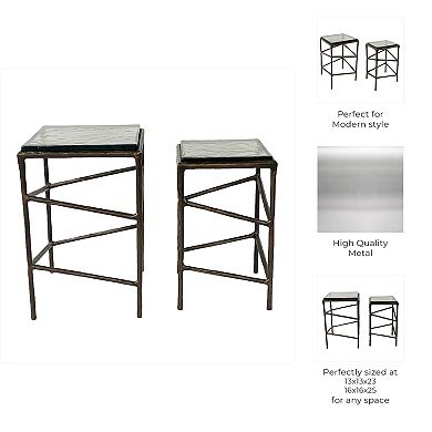 13/16 in. Square Glass Top End Tables (Set of 2)