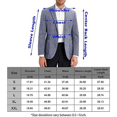 Men's One Button Suit Jacket Casual Slim Fit Lightweight Blazer