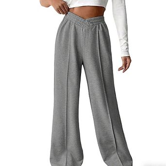 Women's High Waisted Wide Leg Pants V Waist Elastic Waist Casual Pants