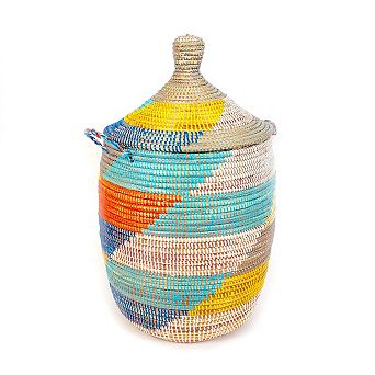 Dou Lid Storage Basket Stripe Multicolour Medium Storage