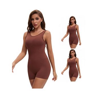 3 Packs Women's Workout Jumpsuits Backless Tummy Control Jumpsuits V Back Yoga Romper
