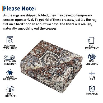 IDEALHOUSE Floral Washable Area Rug