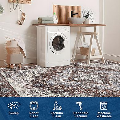 IDEALHOUSE Floral Washable Area Rug