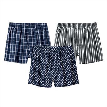 Plaid Boxer Shorts for Men's Cotton Lightweight Breathable Mid-Waisted Underwear 3 Packs
