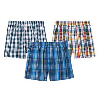 Plaid Boxer Shorts for Men's Cotton Lightweight Breathable Mid-Waisted Underwear 3 Packs