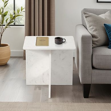 18 in. Rectangle Marble Accent Table