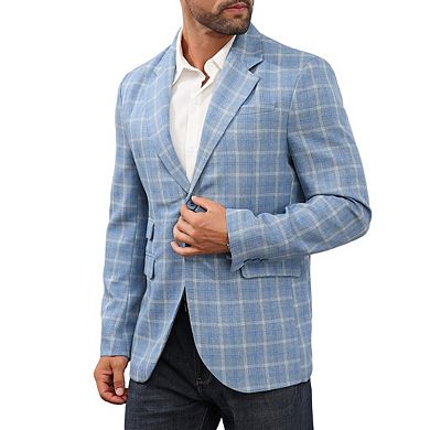 Mens Blazer Plaid Lapel Pocket Double Breasted Tuxedo Suit Jackets
