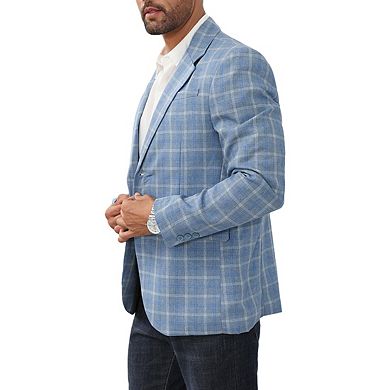 Mens Blazer Plaid Lapel Pocket Double Breasted Tuxedo Suit Jackets