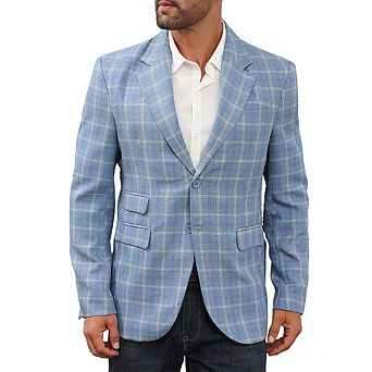 Mens Blazer Plaid Lapel Pocket Double Breasted Tuxedo Suit Jackets