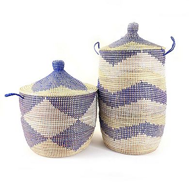 Dou Lid Storage Basket Chevron Low Storage