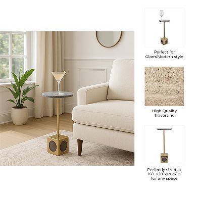 10 in. Round Marble Cocktail Top End Table