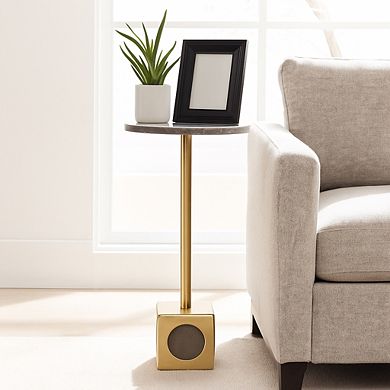 10 in. Round Marble Cocktail Top End Table