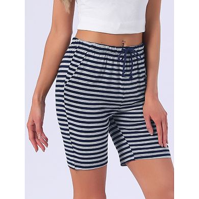 Women's Stripe Pajama Shorts Soft Lightweight Drawstring Pajama Bottoms Lounge Shorts with Pockets