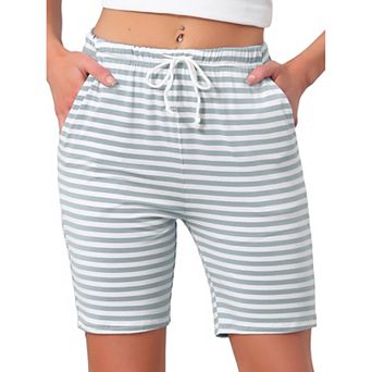Women's Stripe Pajama Shorts Soft Lightweight Drawstring Pajama Bottoms Lounge Shorts with Pockets