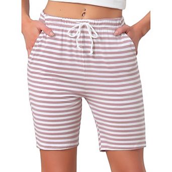Women's Stripe Pajama Shorts Soft Lightweight Drawstring Pajama Bottoms Lounge Shorts with Pockets