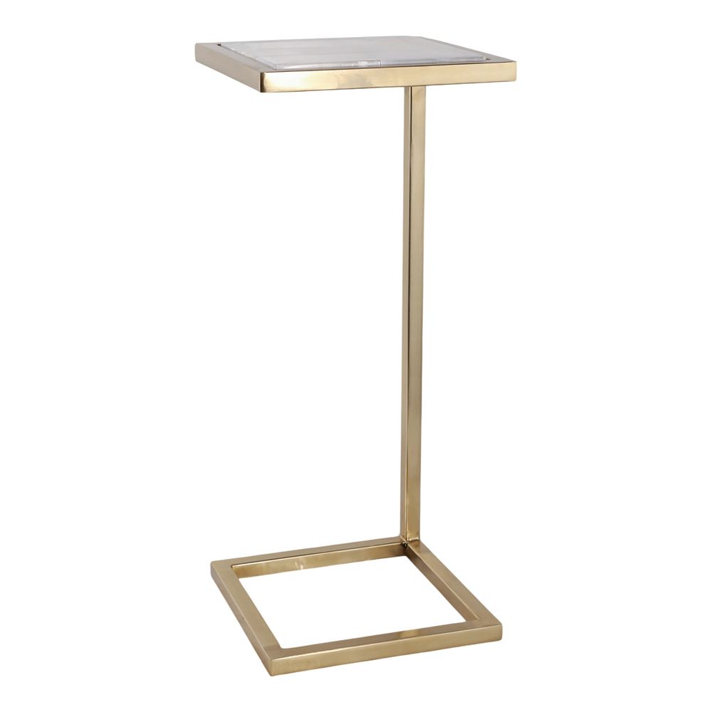 10 in. Round Stone Top Selenite End Table