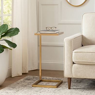 10 in. Round Stone Top Selenite End Table