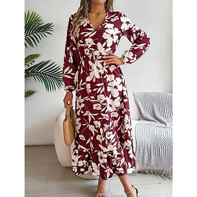 navy blue dress for baby girl Seta T Women's Spring Floral Dresses Long Sleeve Square Neck Smocked Ruffle  Hem Flowy Casual Midi Dress with Pockets Small Hot Pink at Amazon Women's  Clothing store