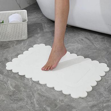 Off White Scallop Stone Bath Mat