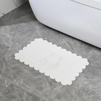 Off White Scallop Stone Bath Mat