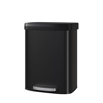 Stainless Steel Step Trash Can, 16 Gal Kitchen Bin with Soft Close Lid & Liner Rim