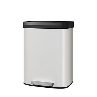 Stainless Steel Step Trash Can, 16 Gal Kitchen Bin with Soft Close Lid & Liner Rim