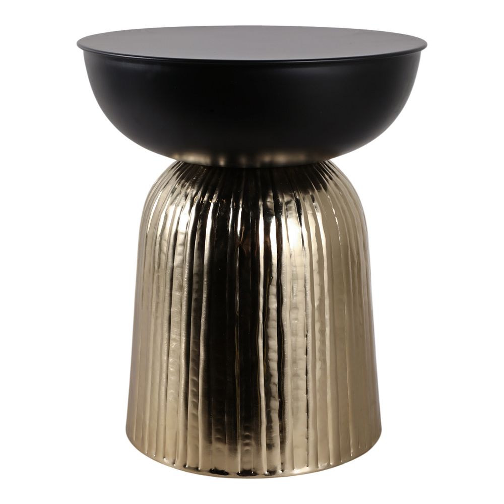 15 in. Circle Iron Decorative Ribbed Base End Table