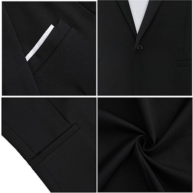 Men's Single Button Blazer Casual Notch Lapel Color Block Business Suit Jacket