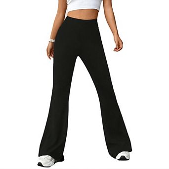Women's High-Waisted Flared Pants, Stretch Bootcut Floor-Length Trousers