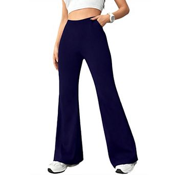 Women's High-Waisted Flared Pants, Stretch Bootcut Floor-Length Trousers