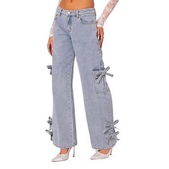 Women Straight Leg Jeans Y2K Low Waisted Wide Jeans Denim Pants with Pockets