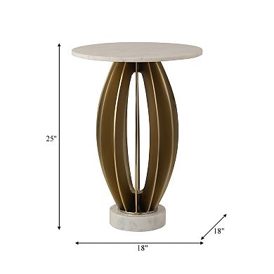 18 in. Round Marble Modern Home End Table