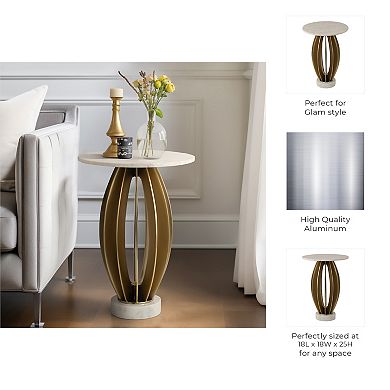 18 in. Round Marble Modern Home End Table