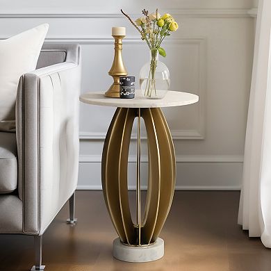 18 in. Round Marble Modern Home End Table
