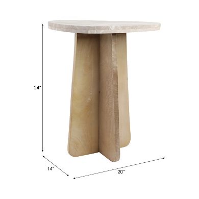 24" Corvus Marble And Wood Accent Table
