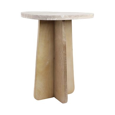 24" Corvus Marble And Wood Accent Table
