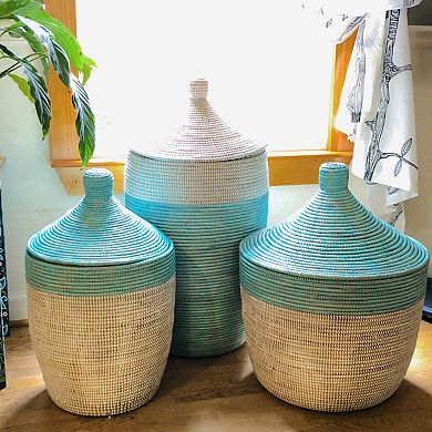 Dou Lid Storage Basket Two-Tone Low Storage