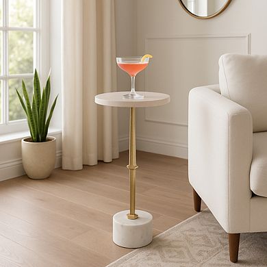 10 in. Round Marble Top Cocktail End Table