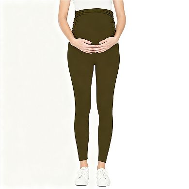 Maternity Support Leggings High-Waisted Stretch Pregnancy Pants with Full Belly Panel