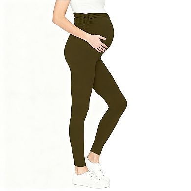 Maternity Support Leggings High-Waisted Stretch Pregnancy Pants with Full Belly Panel