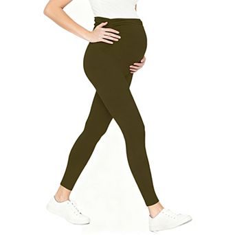 Maternity Support Leggings High-Waisted Stretch Pregnancy Pants with Full Belly Panel