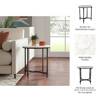 19.5 in. Circle Marble Contemporary Frame End Table